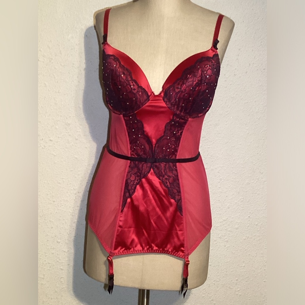 Adore Me red/black bustier lingerie size XL